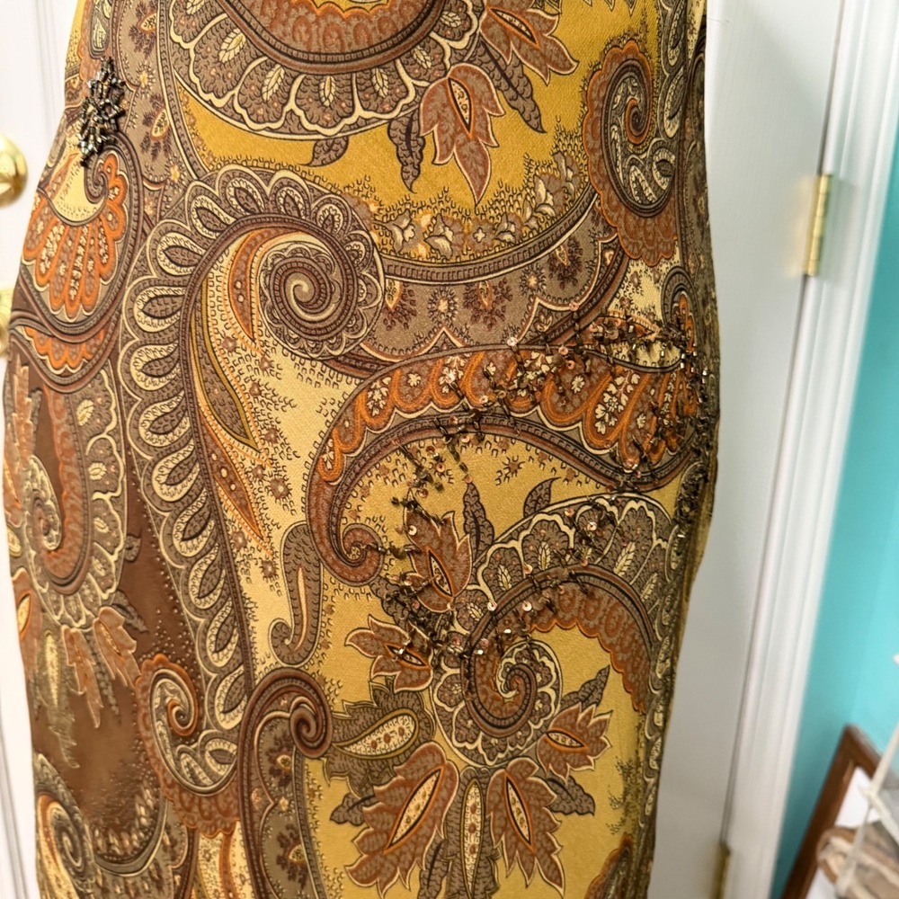 Vtg 90s Y2k Laundry by Shelli Segal Dress Womens 10 Halter Maxi Silk Beaded Sexy - Picture 11 of 16